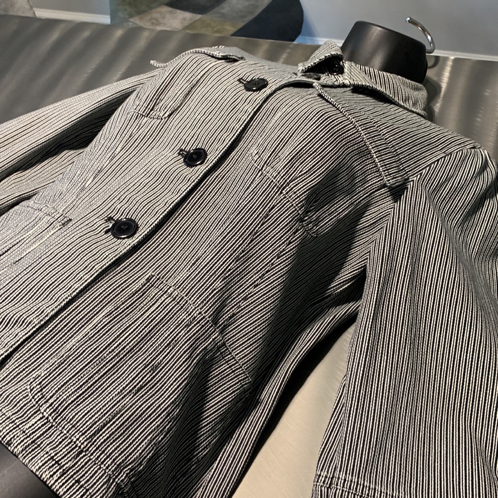 INC International Concepts Railroad Stripe Jean Jacket Size S